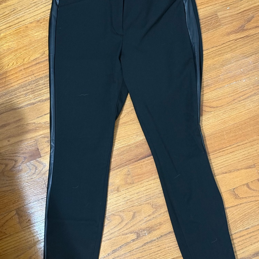 Express Chic Black Pants with Leather Accents